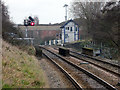 Retford Thrumpton signal box viewed from the low-level station