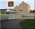 Warning sign - cyclists, Aberthaw Road, Alway, Newport