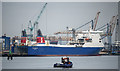 J3676 : Boat and ship, Belfast by Rossographer