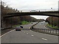 NZ2465 : The A167 runs under a road bridge by Steve Daniels