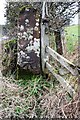 Benchmark on stone gatepost at gateway on east side of A686