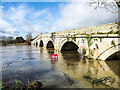 SJ5409 : Bridge at Atcham with river in flood by Trevor Littlewood