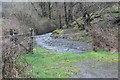 Field gate and stream, Cil-y-cwm Road