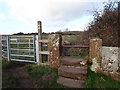 Sandstone stile and kissing gate at the Old Quay