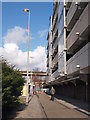 Pavement and cycle path beside Dundasvale Court