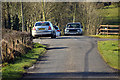 Cars give each other a wide berth along Dullaghan Road