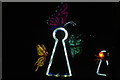 View of butterfly and keyhole lanterns in the Lightopia Festival in Chiswick House and Gardens