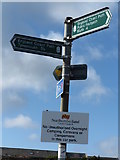 NZ3475 : England Coast Path Signage, Near The Steadings, Hartley by Geoff Holland