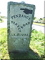 Old Guide Stone by the A3071, Lafrowda Common crossroads