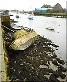 NS3975 : Derelict boat, River Leven by Richard Sutcliffe