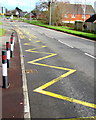 Zigzag yellow markings on Willowbrook Drive, St Mellons, Cardiff