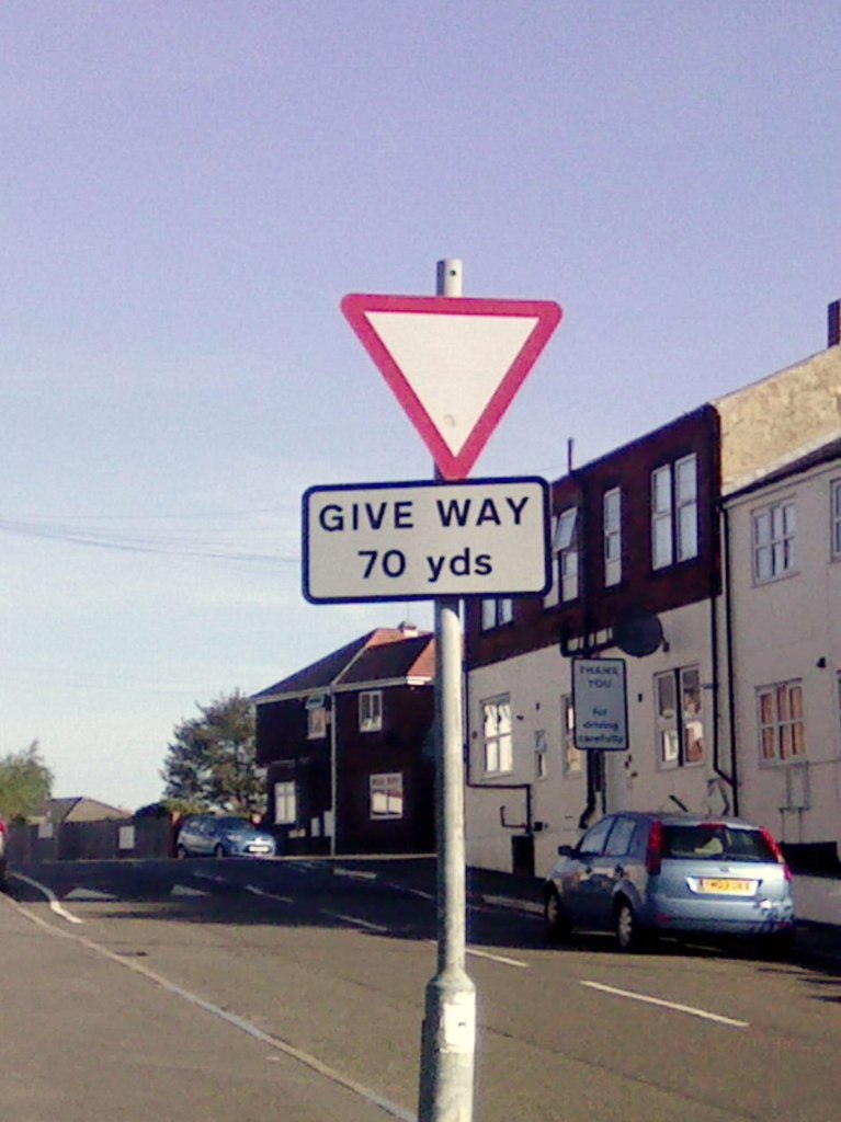 UK Distance to Give Way Ahead Sign UK... © Gary :: Geograph Britain and ...