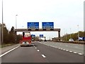 SJ4272 : Approaching the junction of the M53 and M56 by Steve Daniels