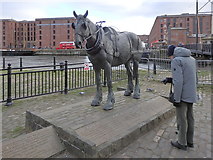 SJ3389 : Sculpture "Waiting", Liverpool by Rudi Winter