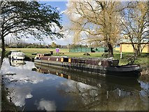 TL2796 : Narrow boat moored in Whittlesey by Richard Humphrey