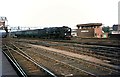 TQ2775 : Bournemouth line train passing Clapham Junction B signal box, 1966 by Alan Murray-Rust