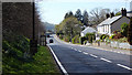 The A44 road entering Capel Bangor