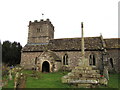 SO2714 : Medieval church and churchyard cross, Llanwenarth Citra, Monmouthshire by Jaggery