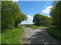 Road junction and footpath at Goose Green