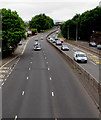 Three lanes and two lanes, Malpas Road, Newport