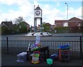 SJ9594 : Share stall by the clock roundabout by Gerald England