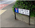 Bilingual name sign on a Ponthir corner, Torfaen