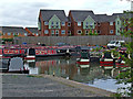 Canal basin and housing near Tamworth, Staffordshire