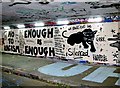 TG2208 : The Grapes Hill underpass - graffiti 'We shall not be silenced' by Evelyn Simak
