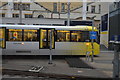 SJ8499 : Metrolink tram, Victoria Station by N Chadwick