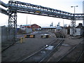 SJ3395 : Pipe bridge and railway tracks, Liverpool Docks by Adrian Taylor