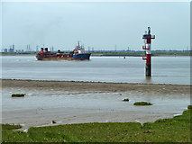 TQ6975 : Suction dredger 'Arco Axe' heads downriver by Robin Webster