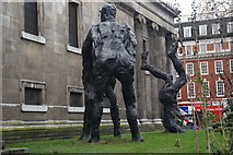 TQ2982 : Alien & Brothers sculpture, St Pancras New Church, Euston Road by Robin Sones
