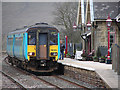SD7678 : A train for Leeds stands in Ribblehead station by John Lucas