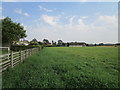 Grass field and farm buildings, Gretton