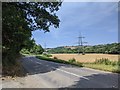 Power lines and the Teign Valley road, looking north