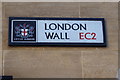 TQ3381 : London Wall sign by Robin Sones
