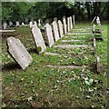 Row of graves at Hunston Church, West Sussex