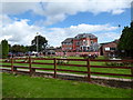 The Corbet Arms pub in Uffington with its riverside beer garden