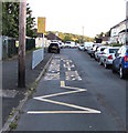 Zigzag yellow marking on Blaen-y-pant Crescent, Newport