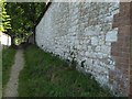 Chalk wall alongside footpath in Aston Tirrold