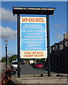 Sign for the Ban-Car Hotel, Lonmay