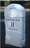 TM1494 : Old Milestone (south face) by the B1113, Norwich Road, Forncett End by CW Haines