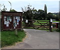 Noticeboard and gate,  Llanvapley, Monmouthshire