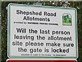 Shepshed Road Allotments sign