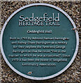 Blue Plaque at Ceddesfeld Hall, Sedgefield