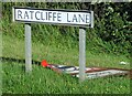 Ratcliffe Lane sign east side