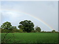 Rainbow over fields north of Monks Lane