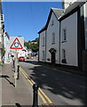 SO3700 : Roundabout warning sign, Priory Street, Usk, Monmouthshire by Jaggery