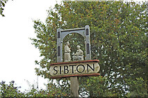 TM3669 : Sibton village sign in need of a wash by Adrian S Pye