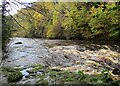 Upstream view of Avon Water in spate